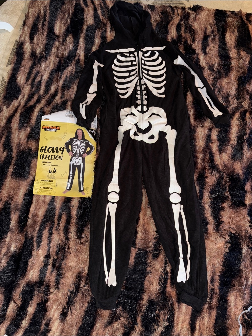 Glow Skeleton Hooded Jumpsuit - Black